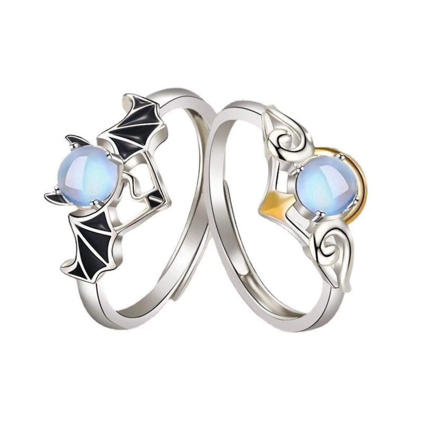 Angel And Devil Moonstone Rings