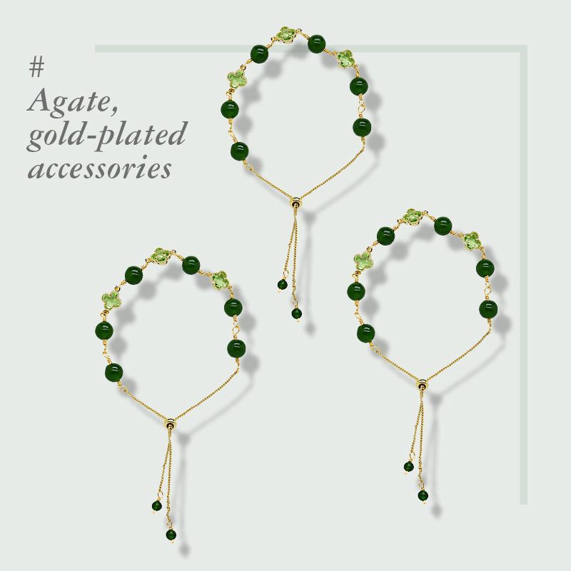 2024 FOUR LEAF CLOVER CHALCEDONY GOOD LUCK BRACELET