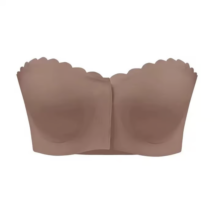 Seamless Front Closure Strapless Bandeau Bra