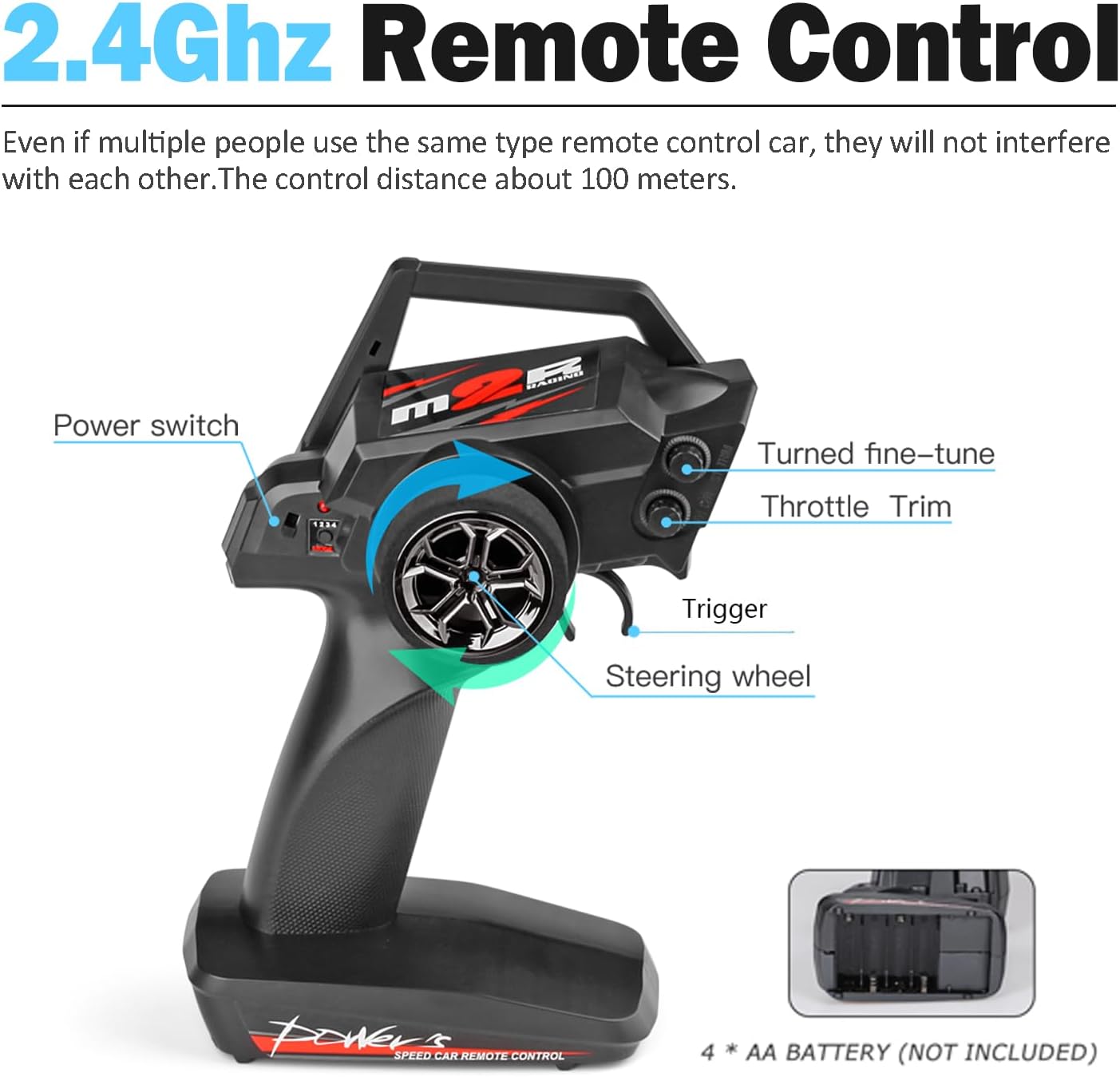 144001 Racing RC Cars,1:14 Scale High Speed Remote Control Car for Adults Kids, Fast RC Cars with 2 Batteries, 2.4GHz RC Buggy Off-Road Drift Car with RTR Aluminum Alloy Chassis