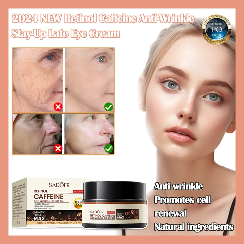 💥10000+ people feel effective🔥2024 NEW Retinol Caffeine Anti-Wrinkle Stay-Up Late Eye Cream