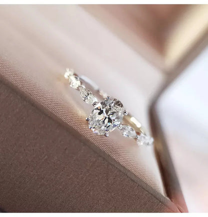 925 STERLING SILVER OVAL DIAMOND ENGAGEMENT RING