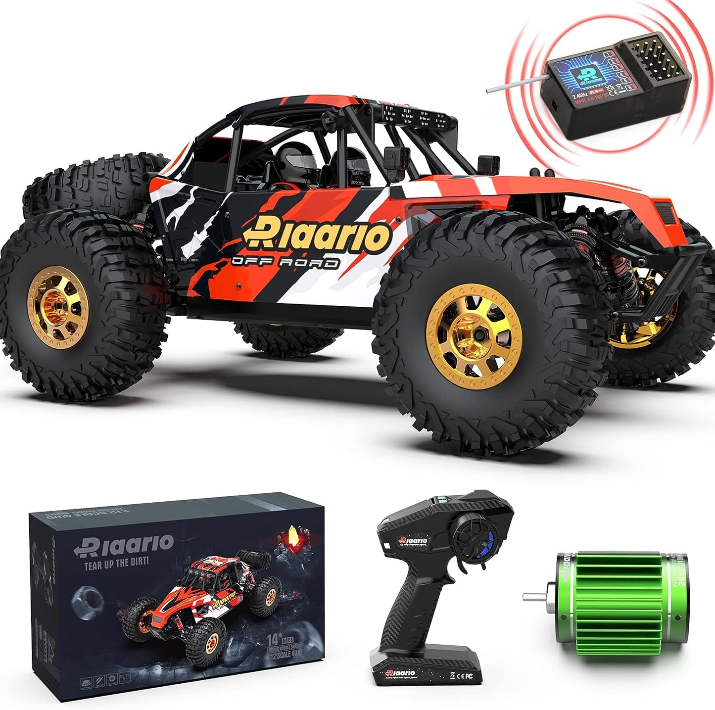 1:12 RTR Brushless RC Desert Cars for Adults, Max 45MPH Fast RC Cars, Monster Truck with Independent ESC, 4X4 RC Truck for Boys, All Terrain Remote Control Car with Oil Filled Shocks