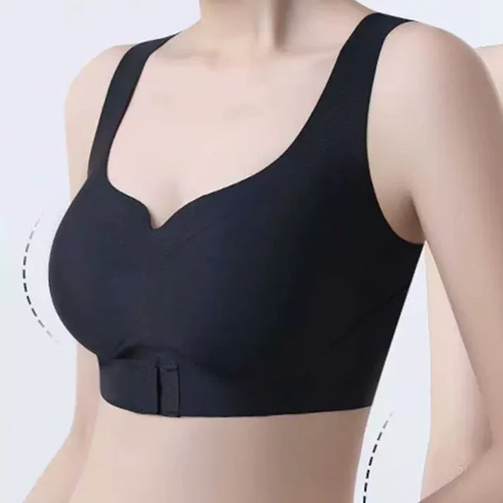 Womens Front Closure Seamless Back Support Posture Bra