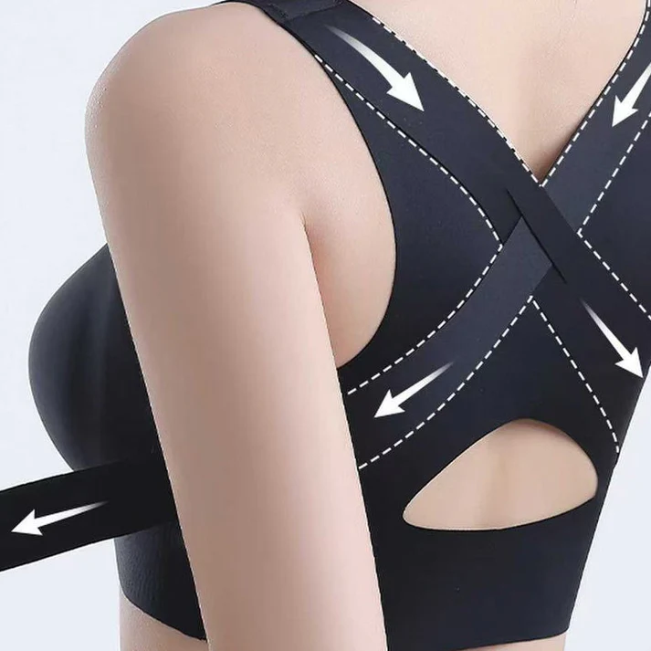 Womens Front Closure Seamless Back Support Posture Bra