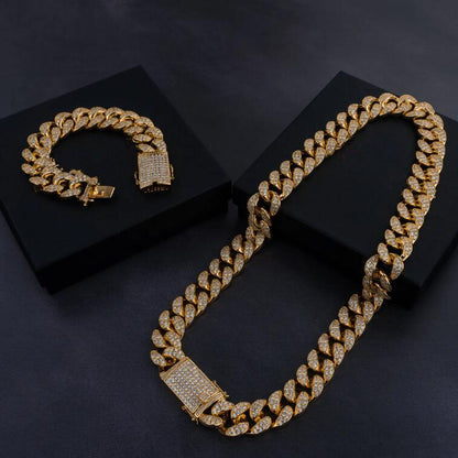 Cuban Chain & Cuban Bracelet Bundle - Gold/White Gold
