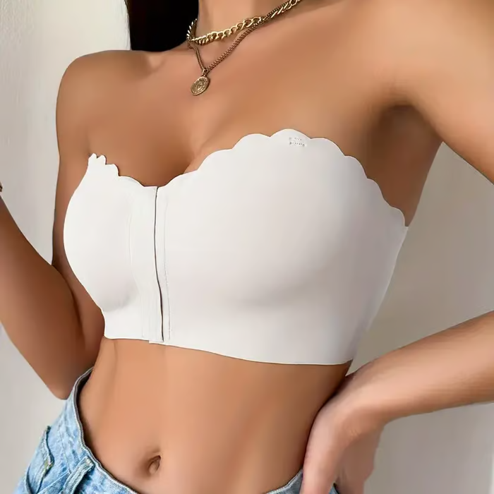 Seamless Front Closure Strapless Bandeau Bra