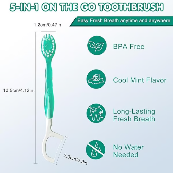 5 in 1 Mini Toothbrush Floss Tongue Scraper Toothpick Set