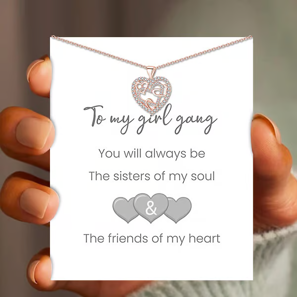 👩‍❤️‍👩''Sisters of my soul & Friends of my heart''💕-Interlocking Hearts Necklace