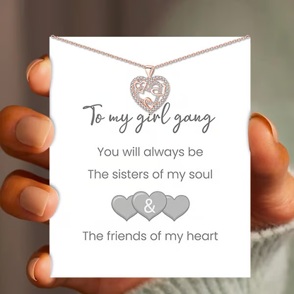 👩‍❤️‍👩''Sisters of my soul & Friends of my heart''💕-Interlocking Hearts Necklace