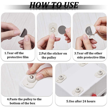 360 Degree Rotation Sticky Pulley 4 PCS
