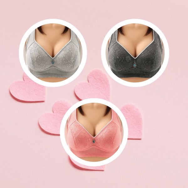 Lace Design Large Size Bra Wireless