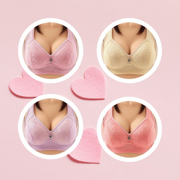Lace Design Large Size Bra Wireless