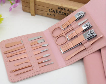 12 16Pcs Set Stainless Steel Nail Clippers Set With Folding Bag