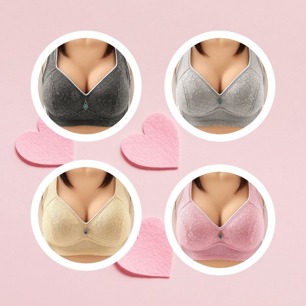 Lace Design Large Size Bra Wireless