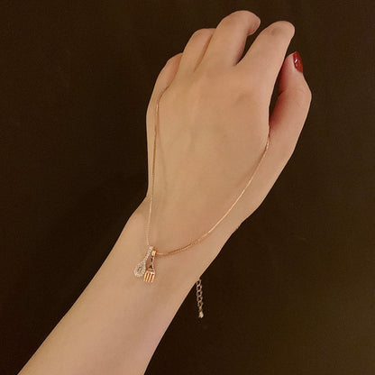 Full Diamond Fork Spoon Clavicle Necklace