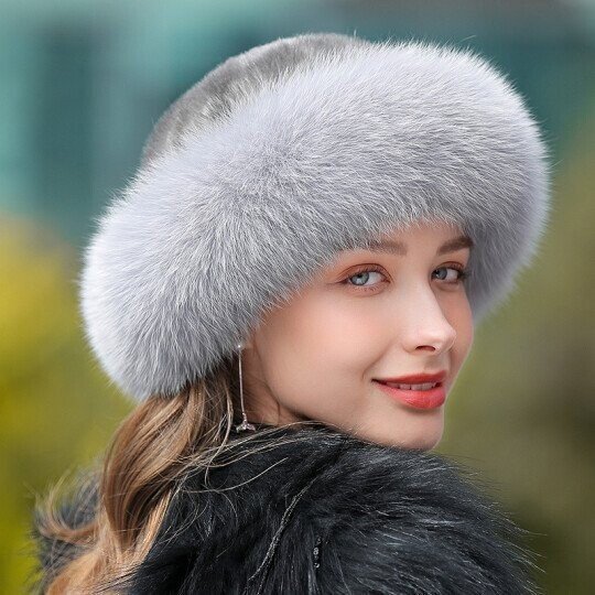 mink fox fur braided real hair warm thick basin hat