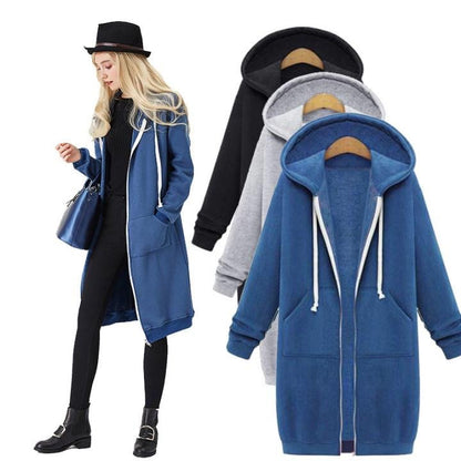 2021 Fall Winter Women s Long Hooded Sweatshirt