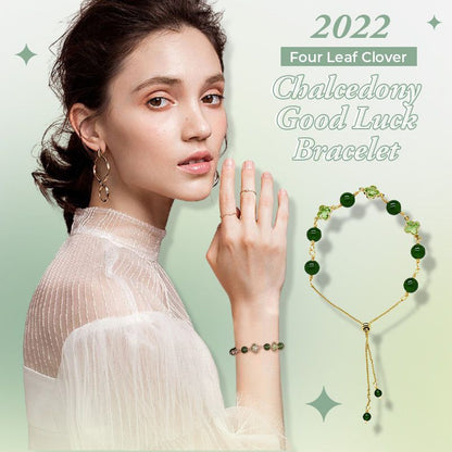 2024 FOUR LEAF CLOVER CHALCEDONY GOOD LUCK BRACELET