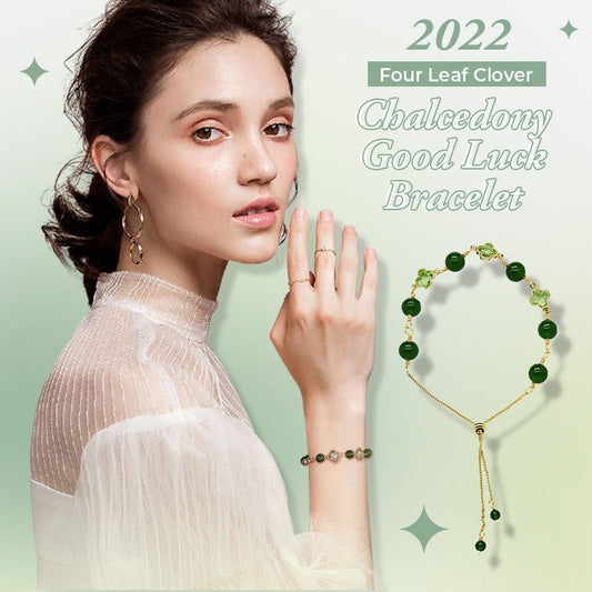 2024 FOUR LEAF CLOVER CHALCEDONY GOOD LUCK BRACELET