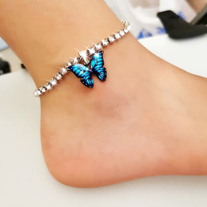Butterfly rhinestone anklet