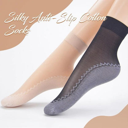 Silky Anti Slip Cotton Socks 5 Pairs
