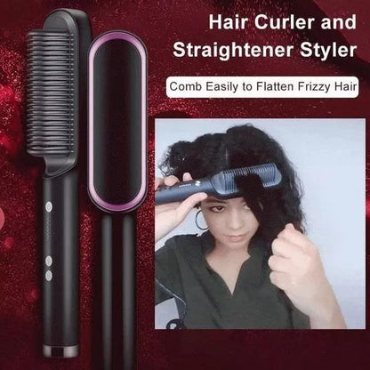 2 in 1 Hair curler and straightener brush
