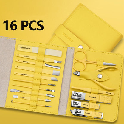 12 16Pcs Set Stainless Steel Nail Clippers Set With Folding Bag