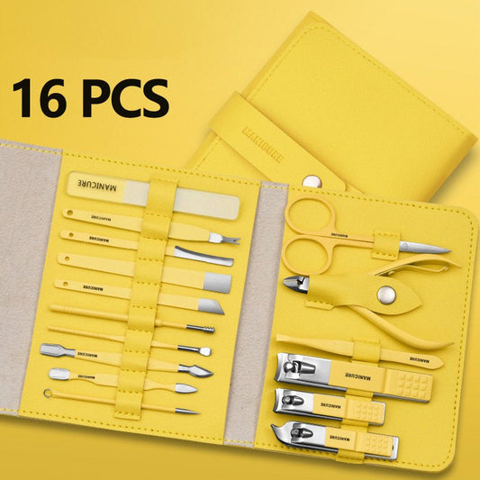 12 16Pcs Set Stainless Steel Nail Clippers Set With Folding Bag