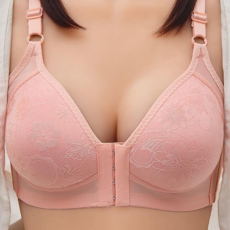 Sexy Pattern Front Buckle Gathered Bra