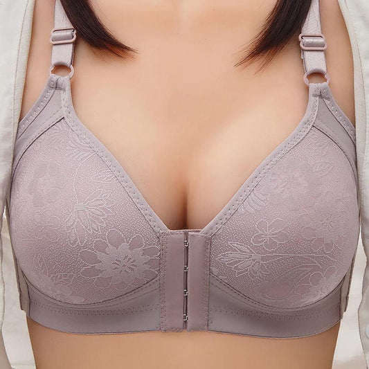 Sexy Pattern Front Buckle Gathered Bra