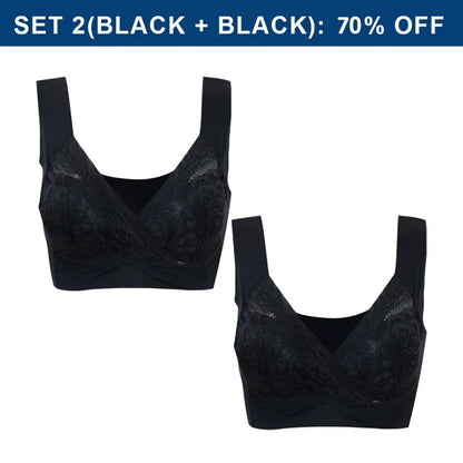 Plus Size Comfort Extra Elastic Wireless Support Lace Bra