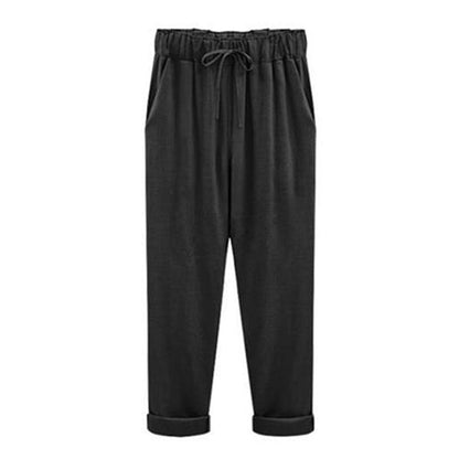 Womens Spring And Autumn New Large Size Cotton And Linen Pants