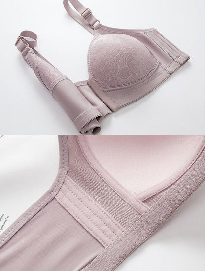 Sexy Pattern Front Buckle Gathered Bra