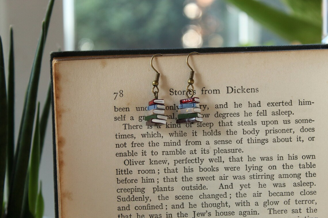 Stack of Books Earrings
