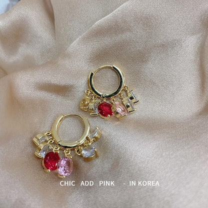 Shiny Colorful Zircon Drop Hoops