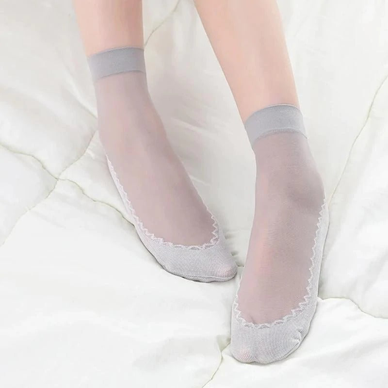 Silky Anti Slip Cotton Socks 5 Pairs