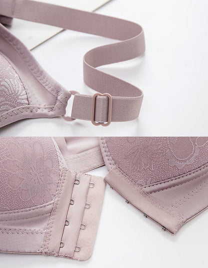 Sexy Pattern Front Buckle Gathered Bra