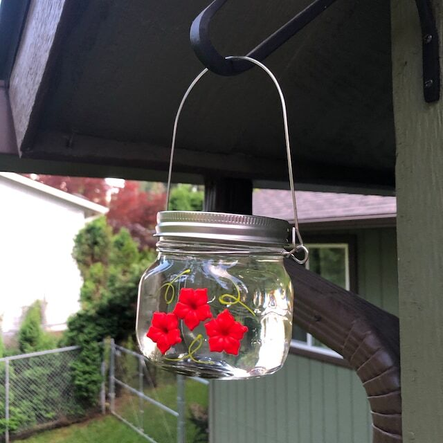Beautiful Mason Jar Hummingbird Feeder W Three Ports