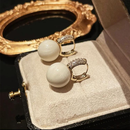 Micro Inlaid Zirconium Green And White Shell Beads Earrings