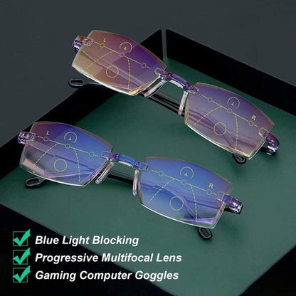 HIGH HARDNESS ANTI-BLUE PROGRESSIVE FAR AND NEAR DUAL-USE READING GLASSES