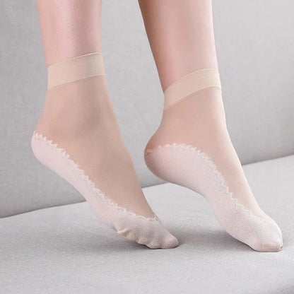 Silky Anti Slip Cotton Socks 5 Pairs
