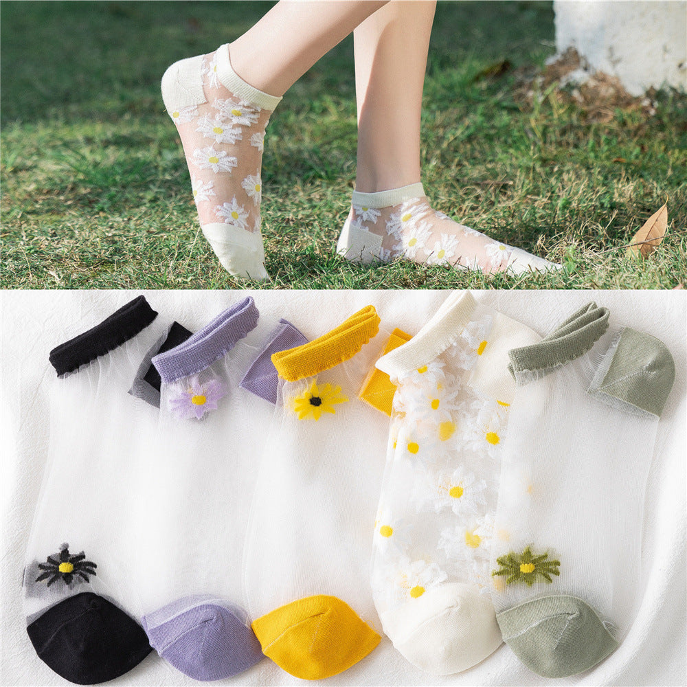 Translucent Daisy Socks 3 Pairs