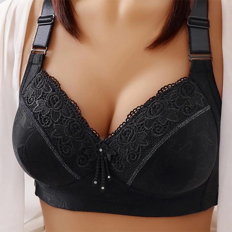 Oversize womens front button printed bra