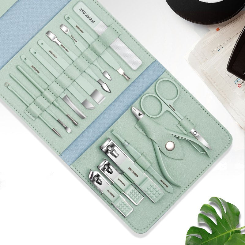 12 16Pcs Set Stainless Steel Nail Clippers Set With Folding Bag