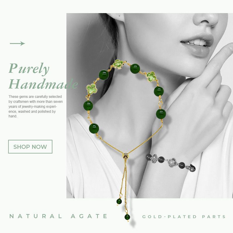 2024 FOUR LEAF CLOVER CHALCEDONY GOOD LUCK BRACELET