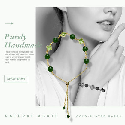 2024 FOUR LEAF CLOVER CHALCEDONY GOOD LUCK BRACELET