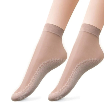 Silky Anti Slip Cotton Socks 5 Pairs