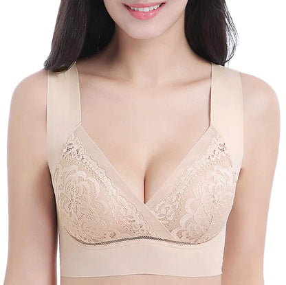 Plus Size Comfort Extra Elastic Wireless Support Lace Bra