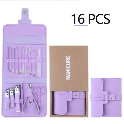 12 16Pcs Set Stainless Steel Nail Clippers Set With Folding Bag